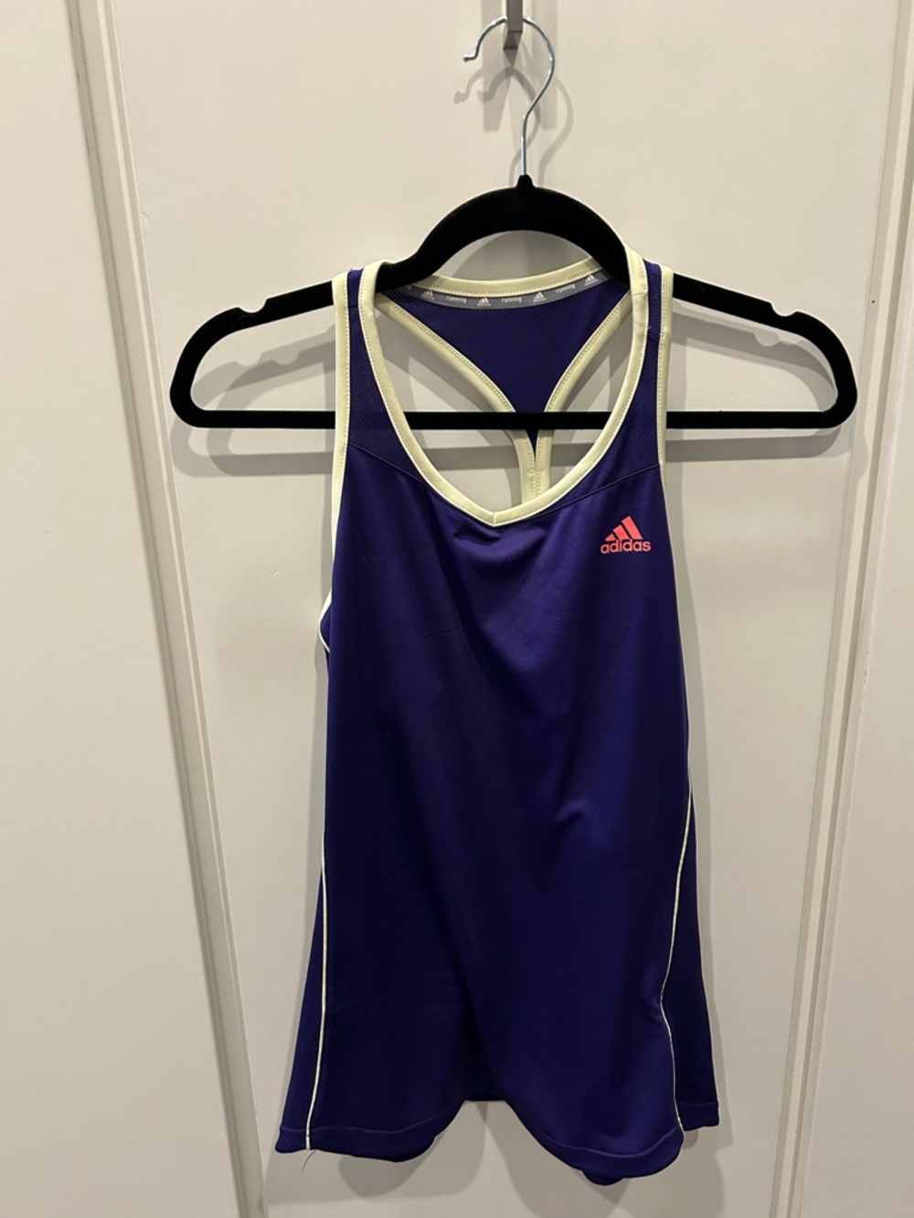adidas Purple Athletic Racerback Tank with Cream Trim